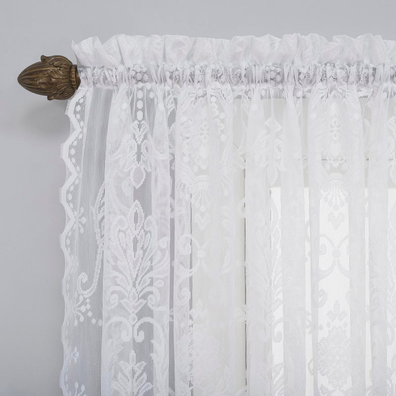No. 918 Ariella Floral Lace Rod Pocket Curtain Panel, 58" x 63", White - Image 2